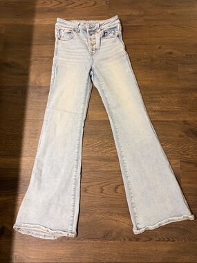 American Eagle Outfitters Pale Blue High-Rise Flare Jeans